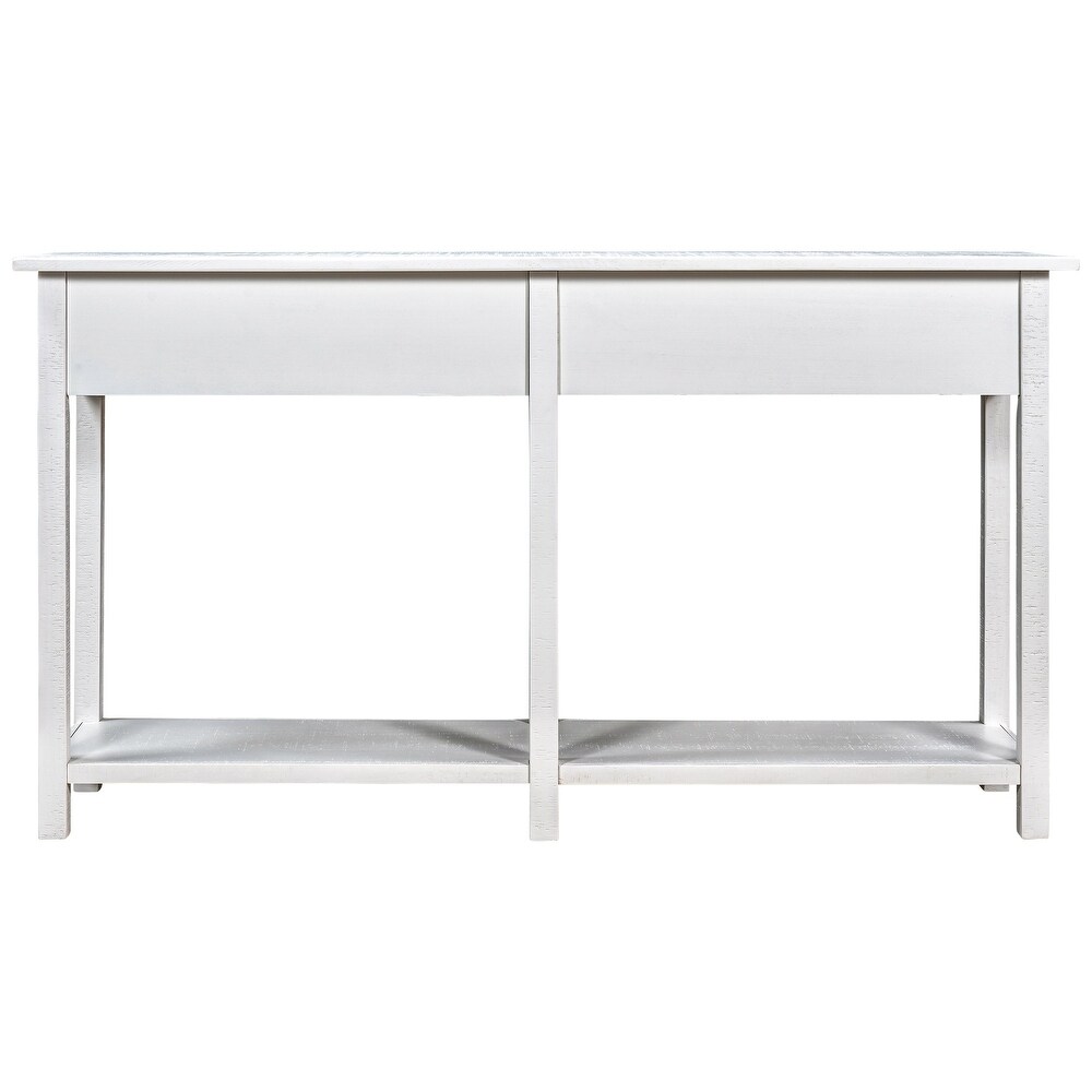 Rustic Ivory White Entryway Console Table with Drawer