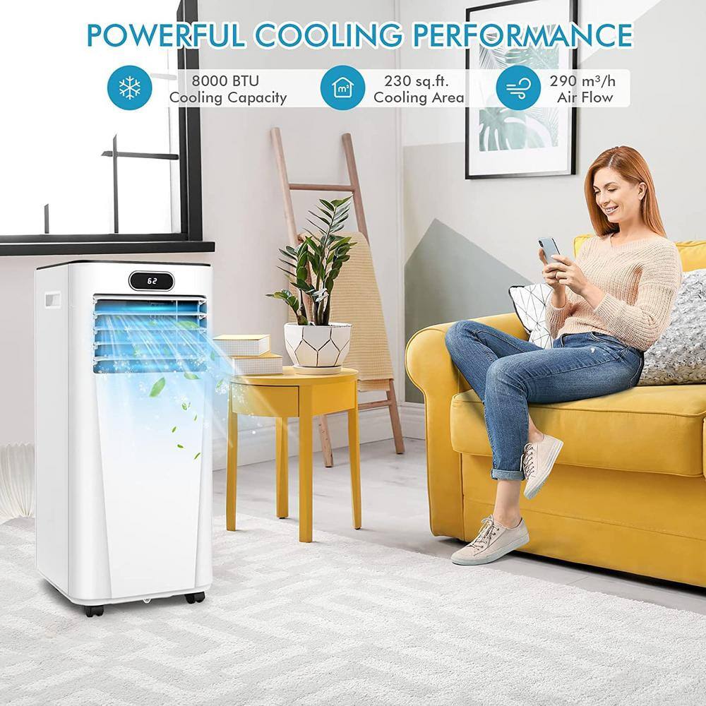 Gymax 3-in-1 Portable Air Conditioner 8000 BTU (ASHRAE) 5300 BTU (DOE) AC Unit Air Cooler with 24-Hour Timer in White GYM09594