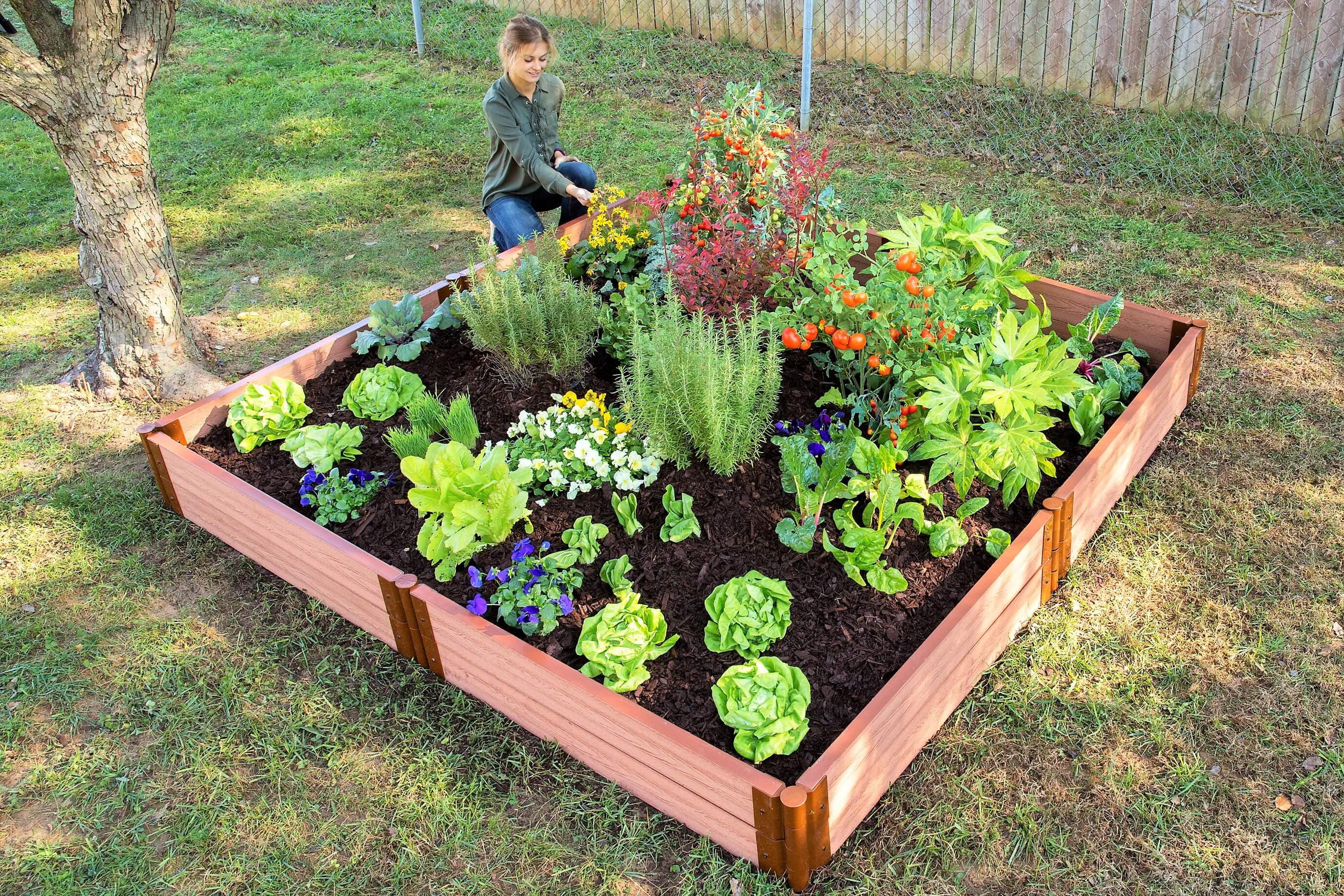 Frame It All Tool-Free Classic Sienna Raised Garden Bed 8' x 8' x 11" - 1" profile