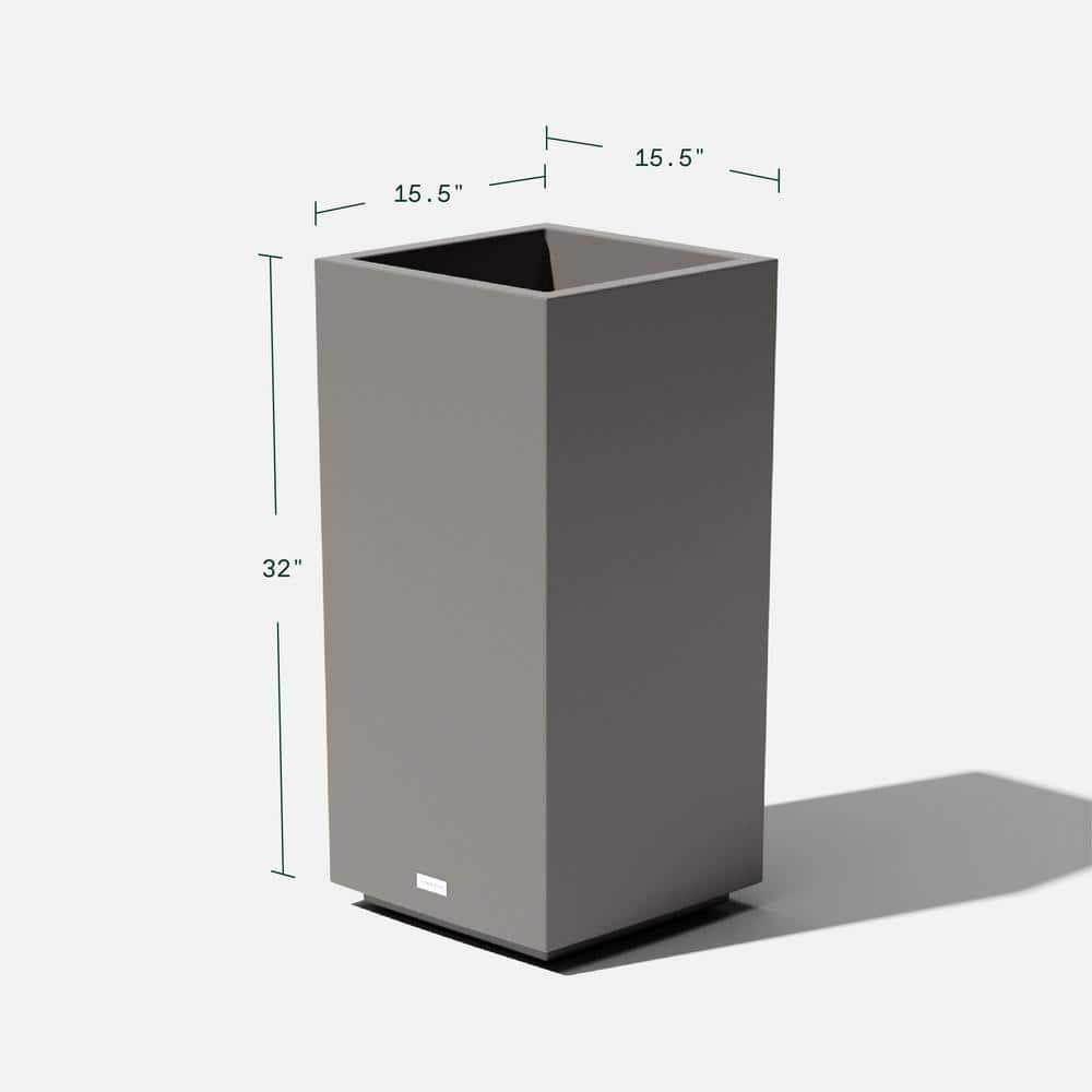 Veradek Block Series Pedestal 32 in. Tall Grey Plastic Planter PEDVTLG