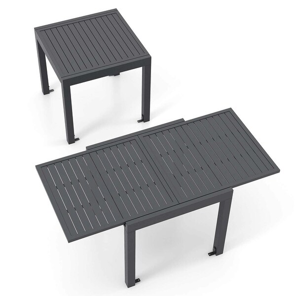 Extensible Courtyard Dining Table for 46 People w/ Slatted Table Top