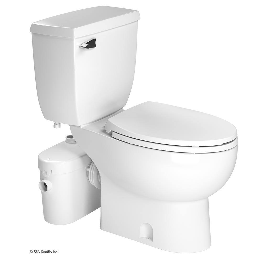 Saniflo SaniAccess2 2-Piece 1.28 GPF Single Flush Round Toilet with 0.5 HP Macerating Pump in White 081.083.005