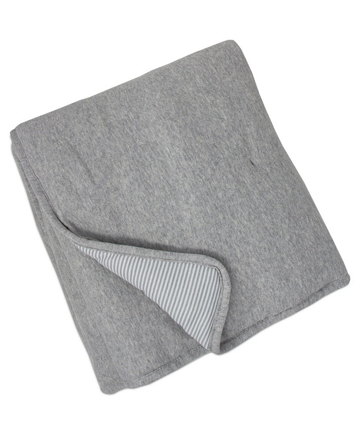 Living Textiles Quilted Comforter - Grey Marl + Grey Heathered Stripes