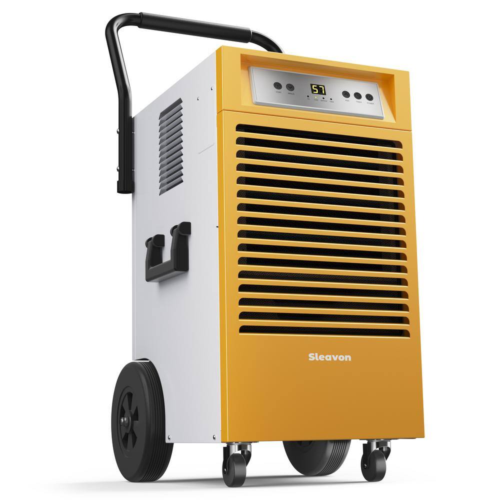 Sleavon 130-Pint Commercial Grade Dehumidifier With 6.56 ft. Drain With Handle and Filter for Wpaces up to 6000 sq. ft.White HDCX-508E-1