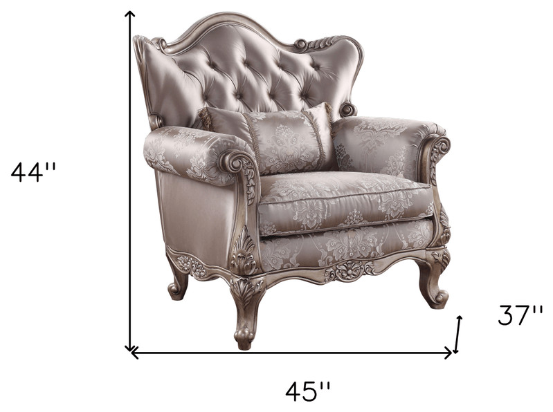 45 quotChampagne Fabric Floral Tufted Arm Chair   Armchairs And Accent Chairs   by HomeRoots  Houzz