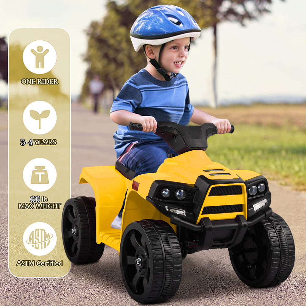 iRerts 6V Kids Ride on Toys, Battery Powered Ride on ATV Cars for Boys Girls Birthday Gifts, Kids Electric Cars for Toddlers, Kids Electric Ride on Vehicles with Headlights, Horn, Yellow