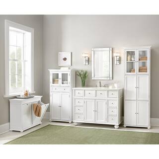 Home Decorators Collection Hampton Harbor 25 in. W x 14 in. D x 52-12 in. H Linen Cabinet with Drawer in White BF-22673-WH