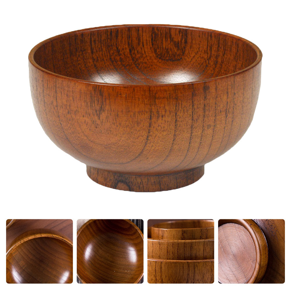 1pc Delicate Wooden Bowl Japanese Style Wooden Bowl Food Container Tableware