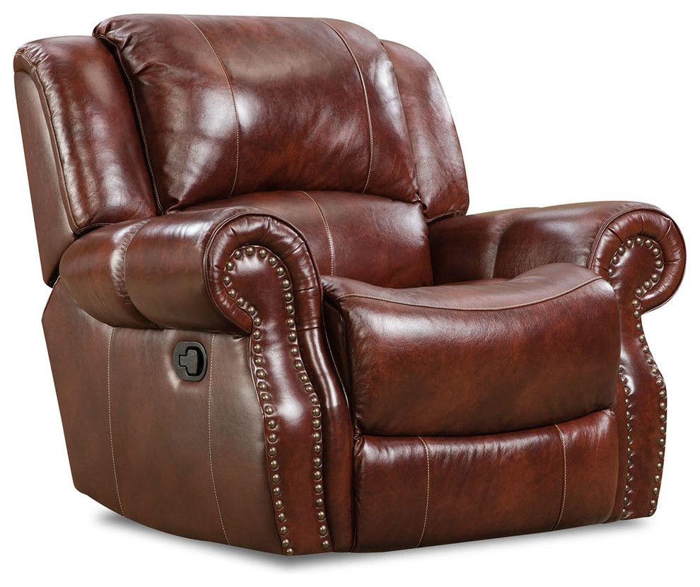 Telluride 100% Leather Rocker Recliner   Oxblood   Transitional   Recliner Chairs   by Almo Fulfillment Services  Houzz