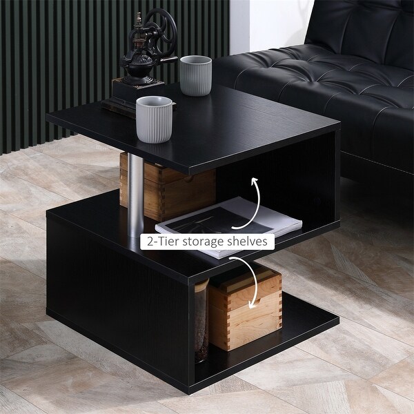 End Table，Accent Side Table，SShaped Coffee Table with Storage Shelf