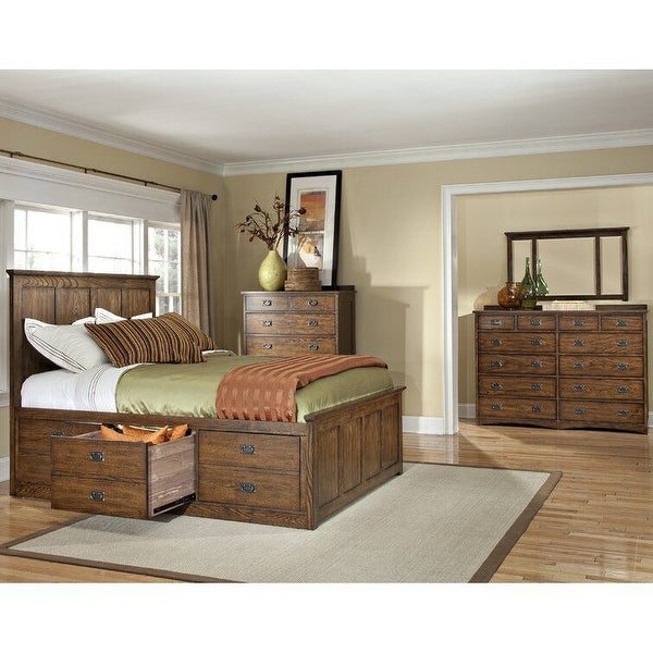 Oak Park Panel Headboard， Mission Finish - - 36900734