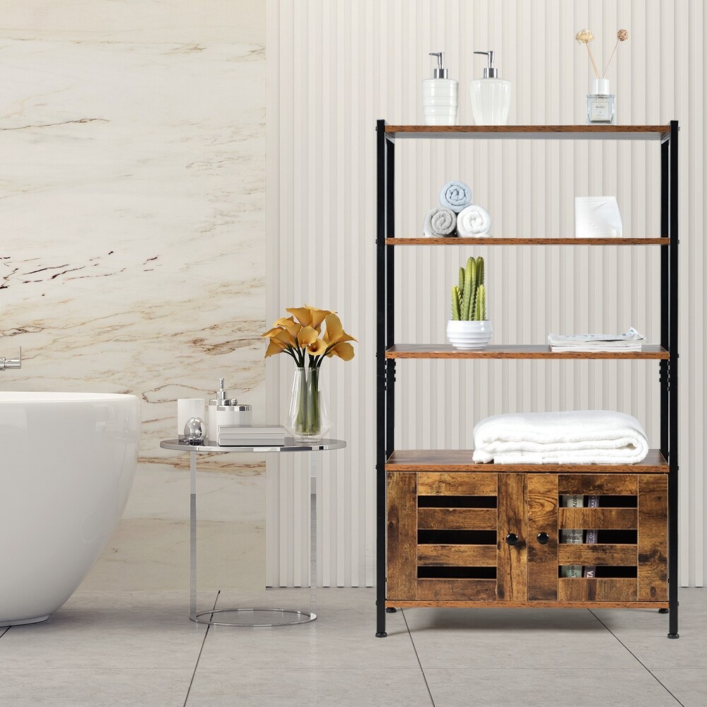 Costway Industrial Storage Cabinet Bookshelf Bookcase Bathroom Floor   See Details