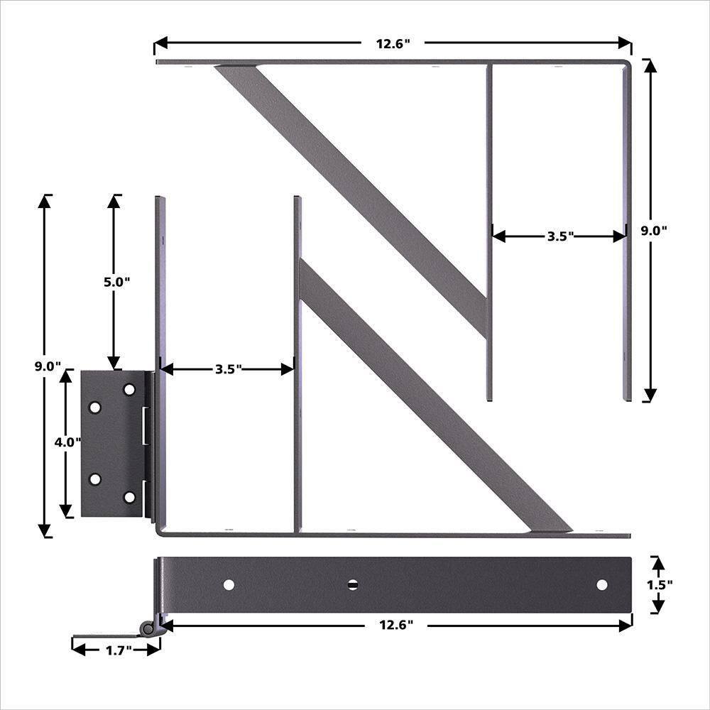 Peak Products Heavy-Duty Steel Gate Hardware Kit in Matte Black (Fits Gates 26 in. to 60 in. W) 2440