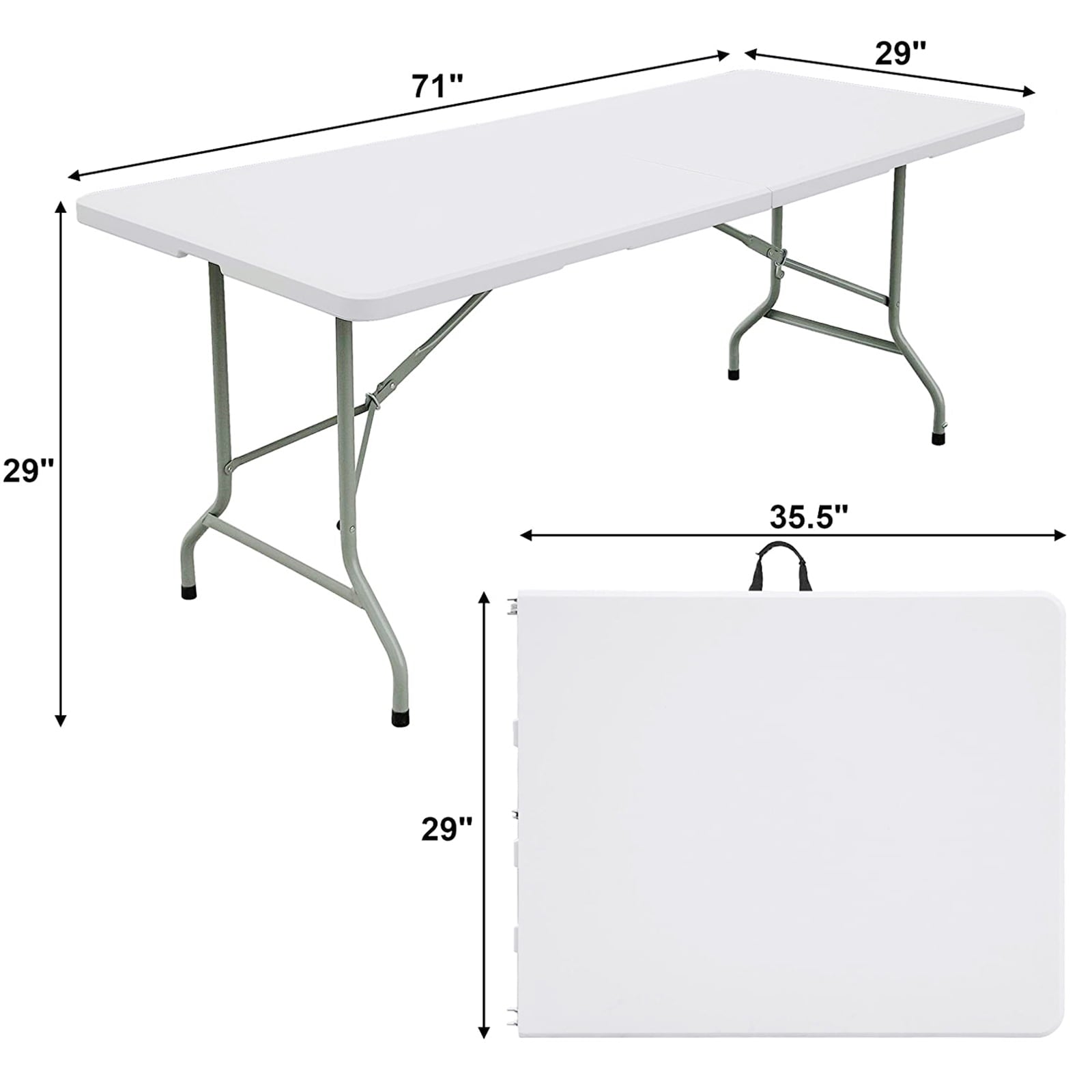 Vebreda Folding Table 6ft Plastic Folding Outdoor Table, White