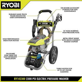 RYOBI 2300 PSI 1.2 GPM High Performance Cold Water Corded Electric Pressure Washer RY142300