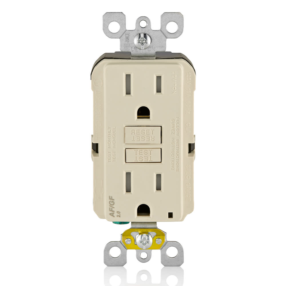 Leviton SmartlockPro AFCI/GFCI Outlet 15A 125V Duplex Light Almond ;