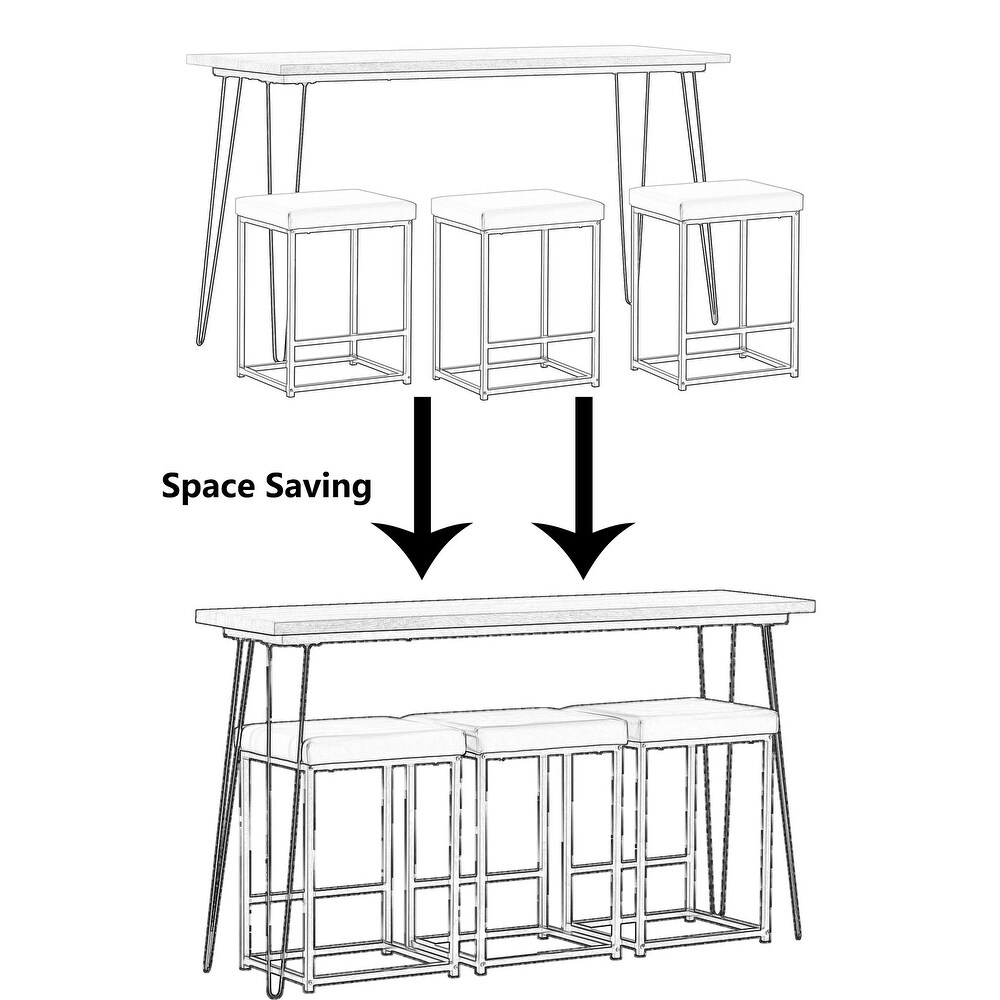 3 PU Stools Bar Kitchen Table Set Console Table