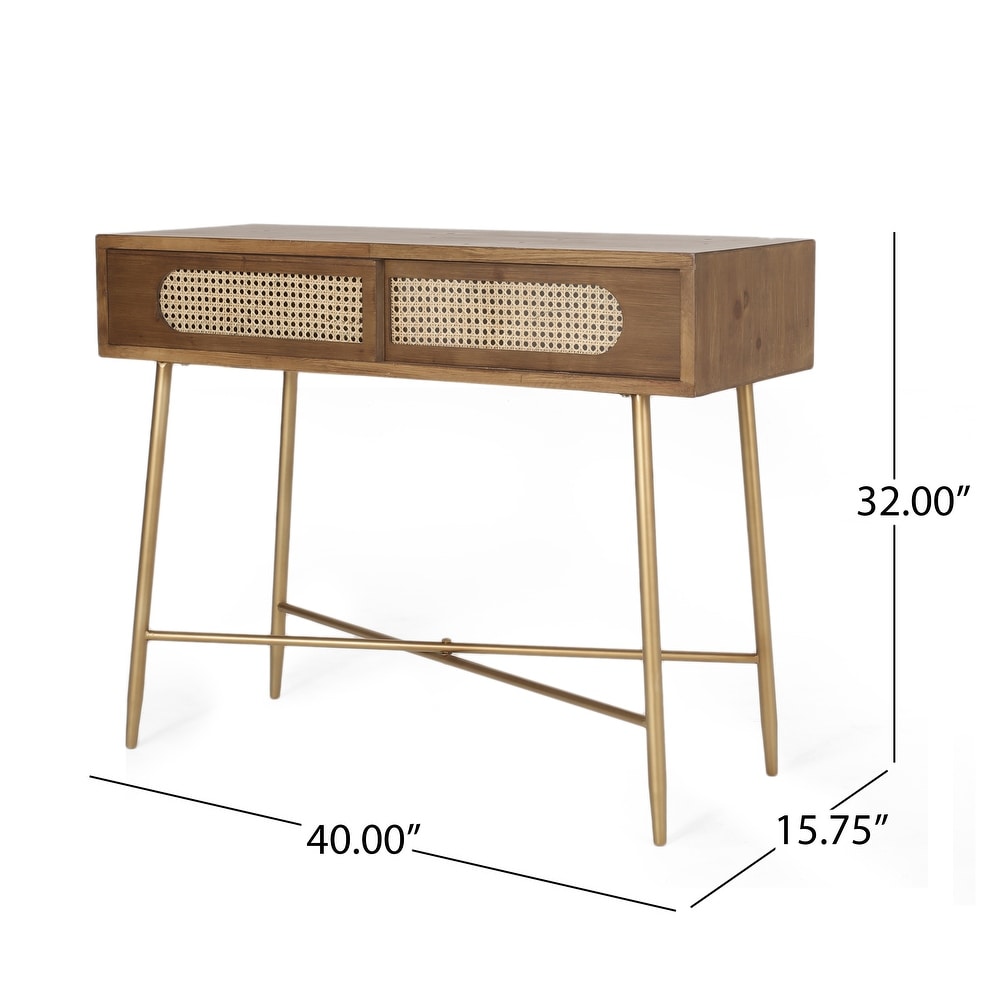 Tuttle Console Table with Wicker Accents by Christopher Knight Home