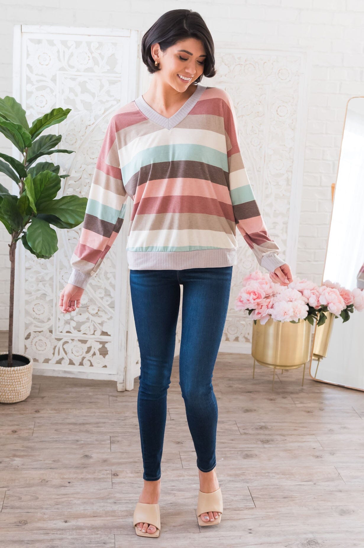 Full Of Hope Modest Striped Top