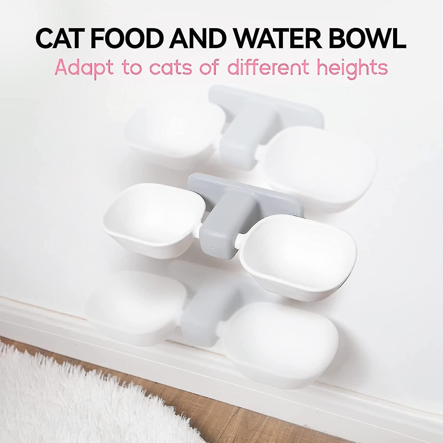 Cat Food And Water Bowl Set， Hanging Cat Food Bowls， Adjustable Elevated Cat Bowls， Anti Vomiting