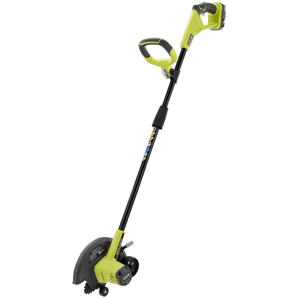 RYOBI ONE+ 18V Cordless Battery Edger with Extra Edger Blade， 2.0 Ah Battery and Charger