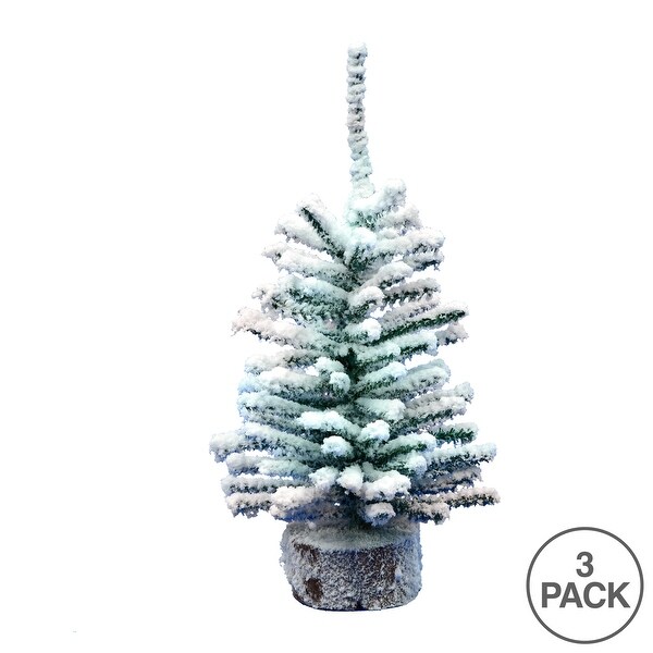 Vickerman 12 flocked Mini Pine Artificial Christmas tree，Set of 3