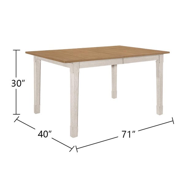 Wooden Extendable Dining Table in Natural and Rustic Off White - Natural and rustic off-white