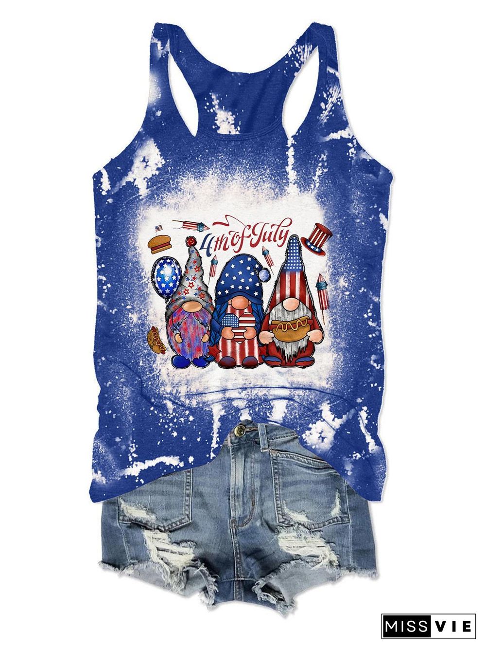 Women's 4th of July Gnomes Print Tank Top