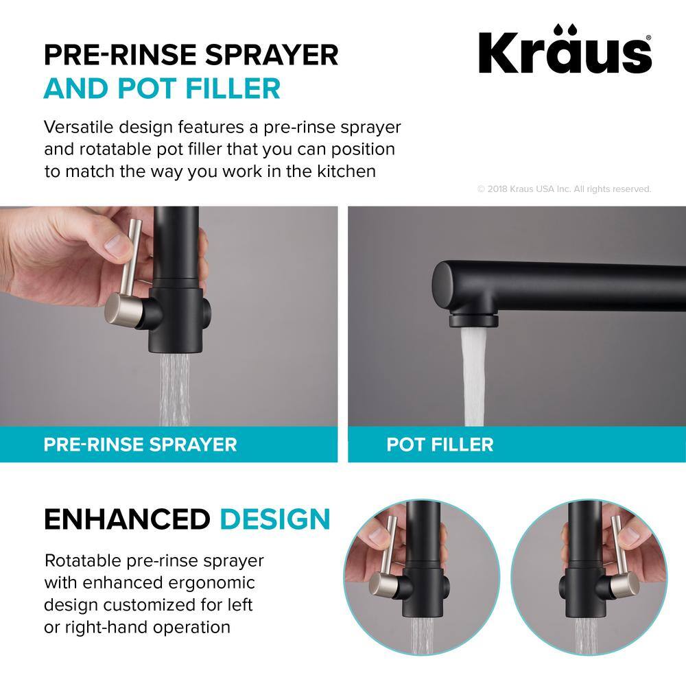 KRAUS Artec Pro Single-Handle Pull Down Sprayer Kitchen Faucet with Soap Dispenser in Stainless SteelMatte Black KPF-1603SFSMB-KSD-32MB