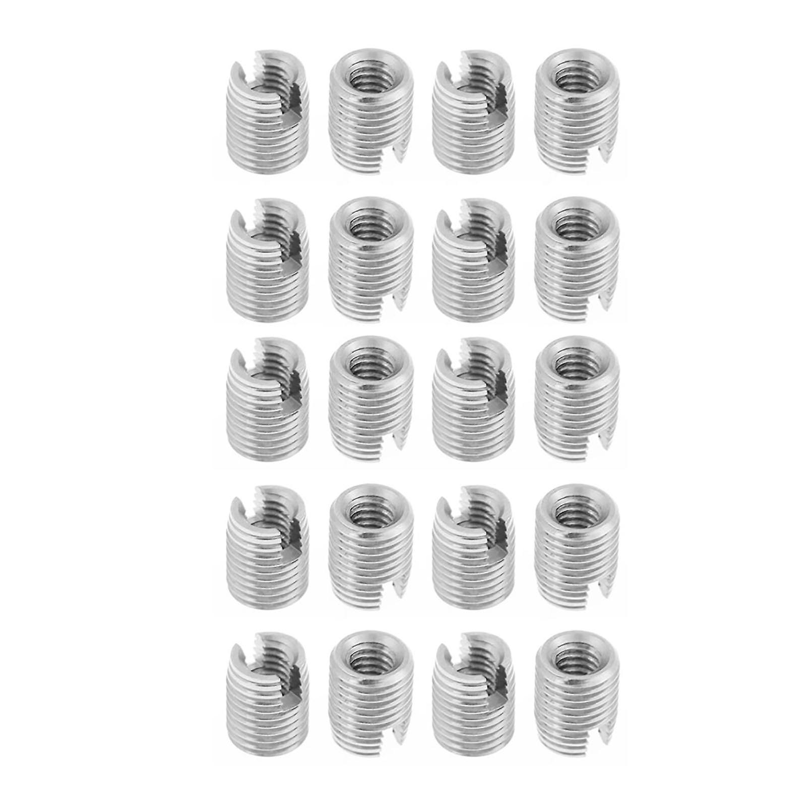 20pcs Metal Self Tapping Slotted Screw Thread Insert Helical Repair M4 x 8mm Set