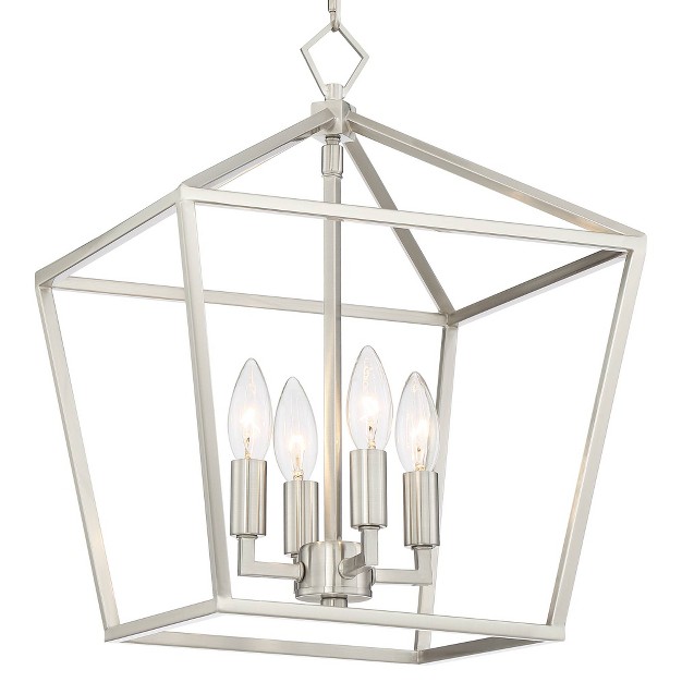 Wide Modern Industrial Geometric Cage 4 light Fixture For Dining Room Kitchen Island