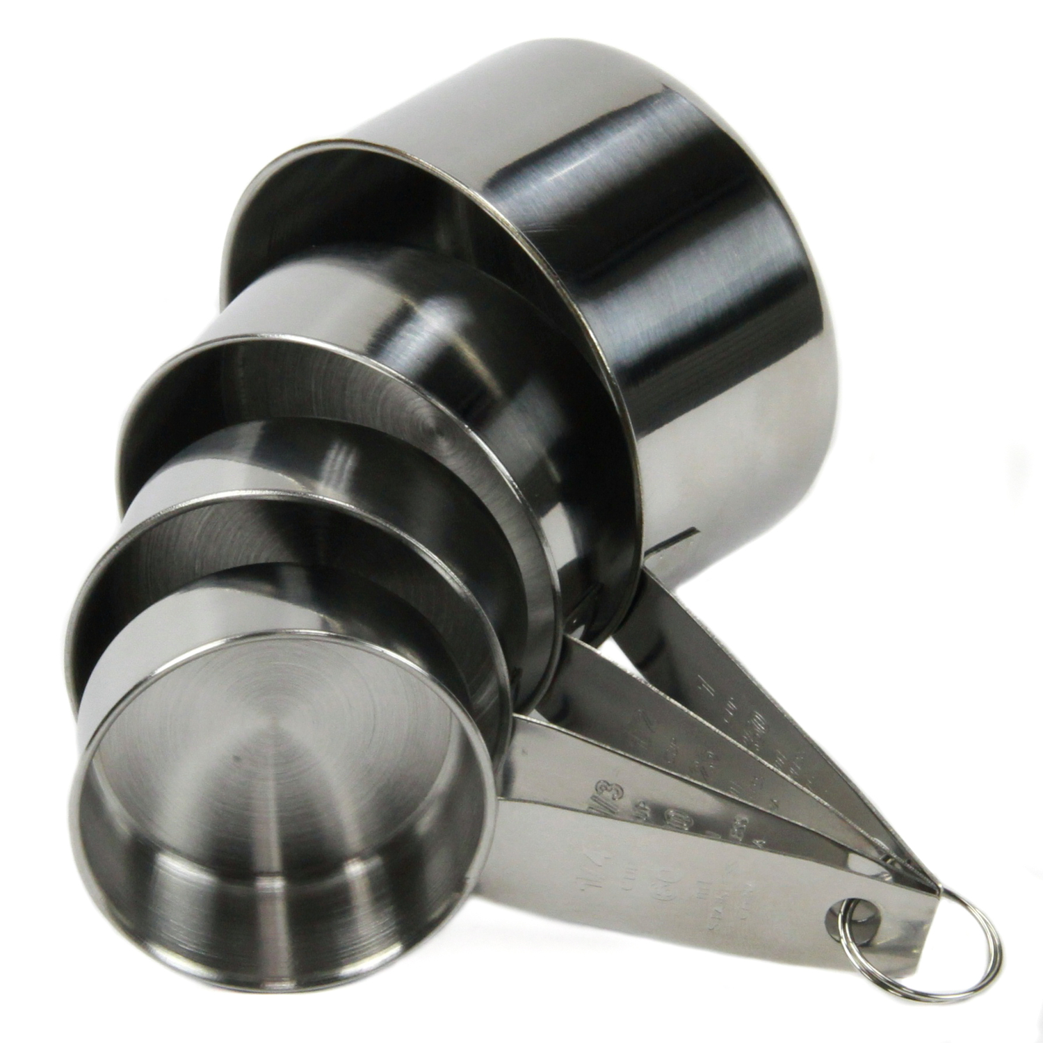 Chef Craft 1/4， 1/3， 1/2， 1 cups Stainless Steel Silver Measuring Set