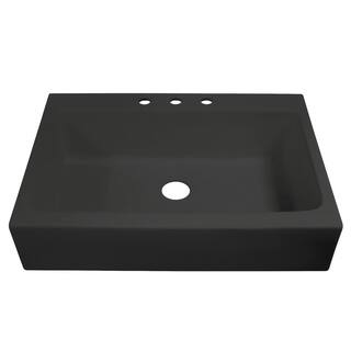 SINKOLOGY Josephine All-in-One Quick-Fit Matte Black Fireclay 33.85 in. 3-Hole Single Bowl Farmhouse Kitchen Sink and Faucet Kit SK450-34MB-SABD