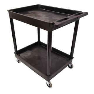 H Wilson TC Series 24 in. W x 32 in. L 2-Tub Shelf Utility Cart Black TC11-B