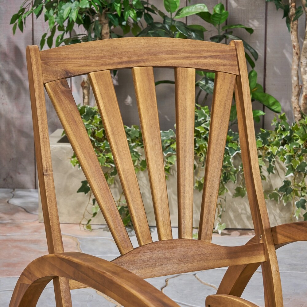 Sunview Outdoor Rustic Acacia Wood Recliner Rocking Chair with Side Table by Christopher Knight Home