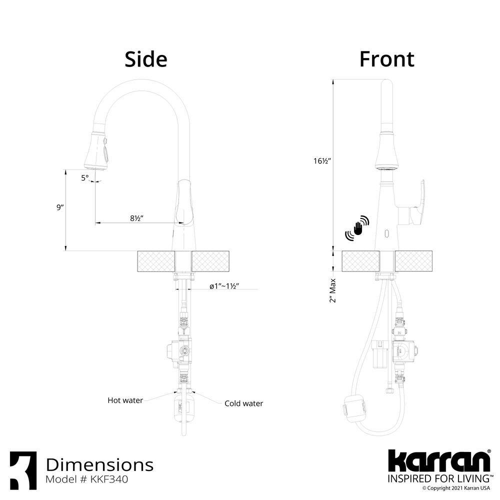 Karran Kadoma Single Handle Touchless Pull-Down Sprayer Kitchen Faucet in Matte Black KKF340MB