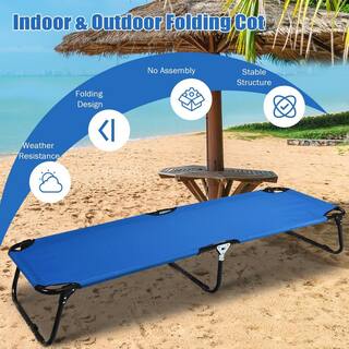 ANGELES HOME Outdoor Folding Full Iron Camping Bed for Sleeping Hiking Travel 8CK70-OP568BL