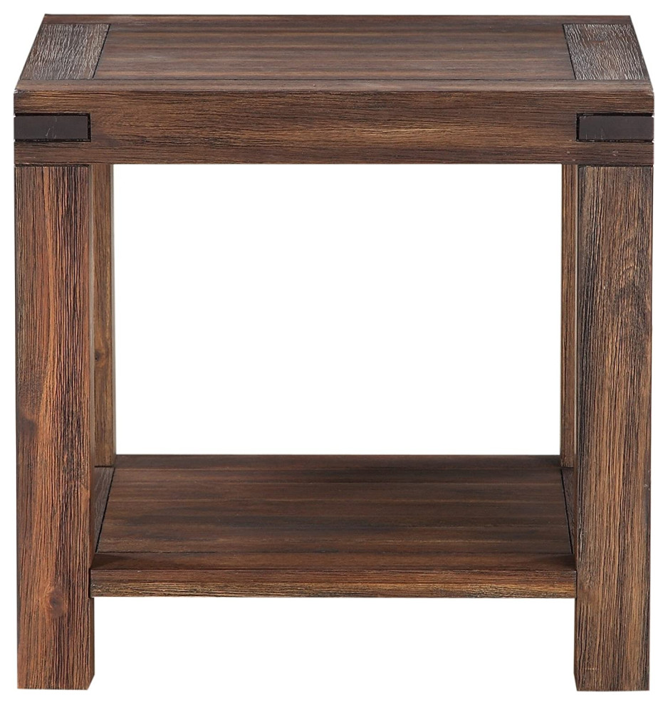 Mid Century End Table  Wood Construction With Lower Open Shelf  Brown Finish   Traditional   Side Tables And End Tables   by Declusia  Houzz