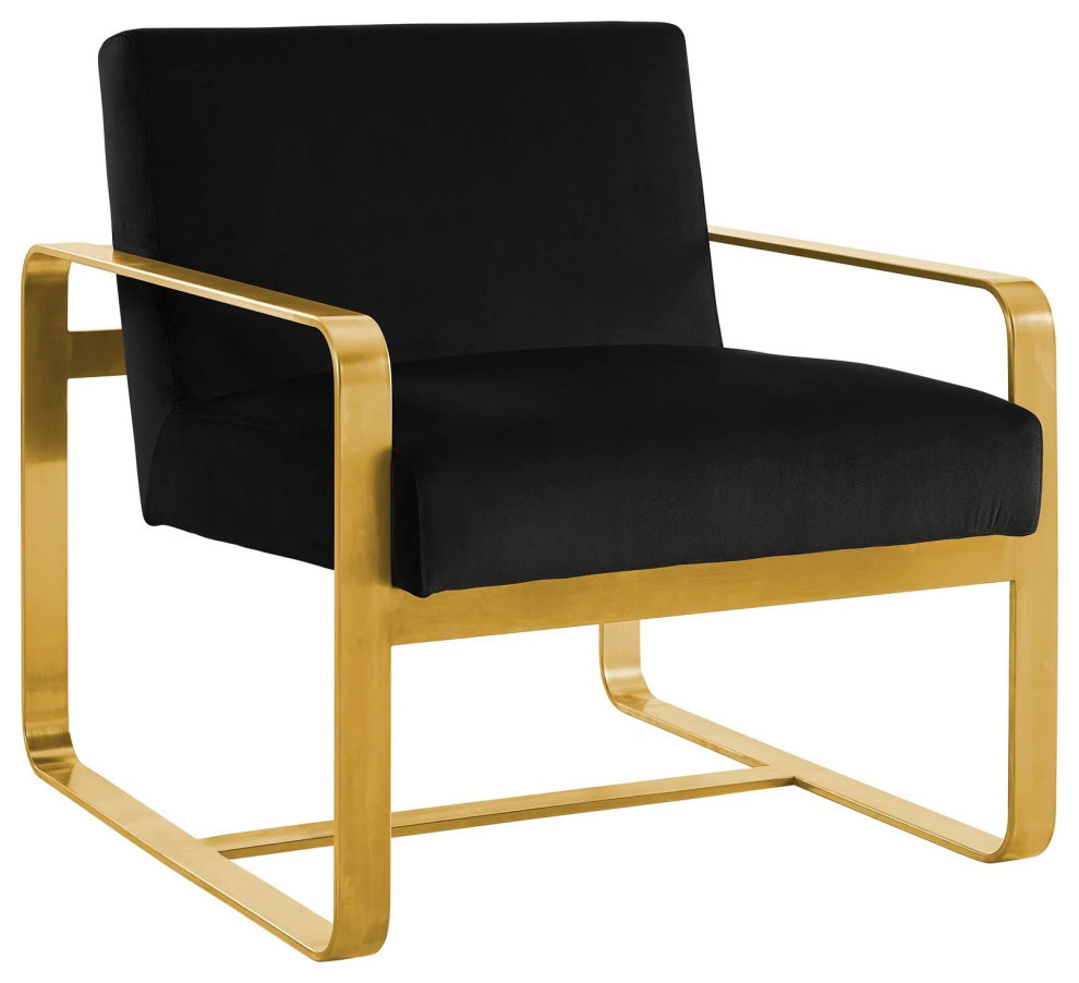 Ophelia Black Performance Velvet Armchair   Contemporary   Armchairs And Accent Chairs   by Virgil Stanis Design  Houzz