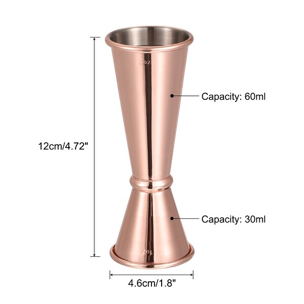 1oz/2oz Stainless Steel Cocktail Jigger Shot Glass Measuring Cup - 12cm x 4.6cm