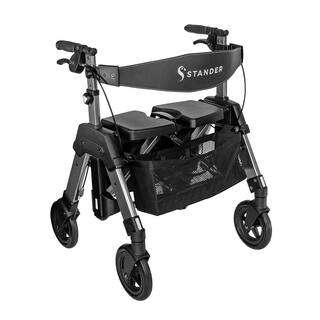 Stander EZ Fold-N-Go 4-Wheel Bariatric Rollator with Large Seat in Black 4360-BW