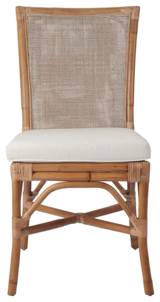 Tatum Rattan Side Chair  Canary Brown   Tropical   Dining Chairs   by VirVentures  Houzz