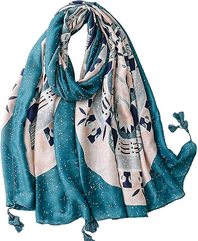 Women Scarves Lightweight Fashion Flowers Print Scarf Summer Spring Fall Winter Warm Shawl Wraps Girl Gifts1pcsgreen