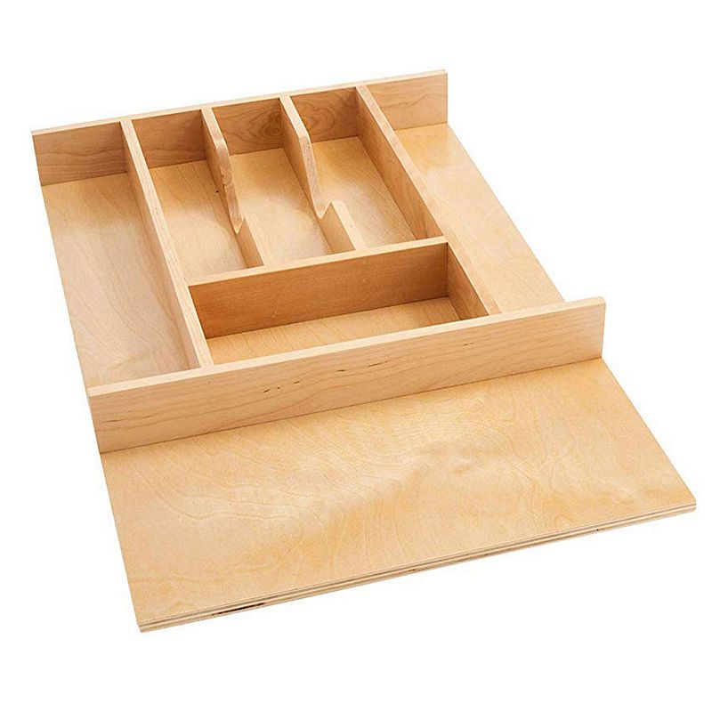 Rev-A-Shelf 7 Cutlery Compartment Tray Cabinet Insert Short， Wooden， 4WCT-1SH