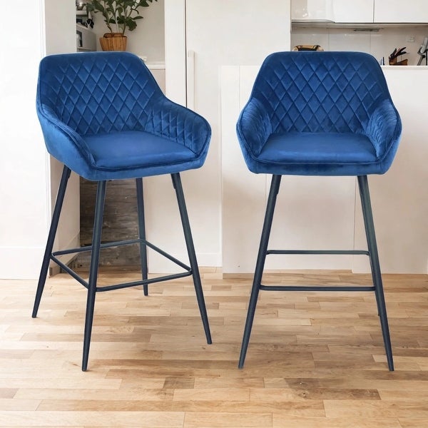 Bar Stools Set of 2 Dining Bar Chairs with Metal Frame and Footrest for Breakfast Bar， Counter， Kitchen and Home