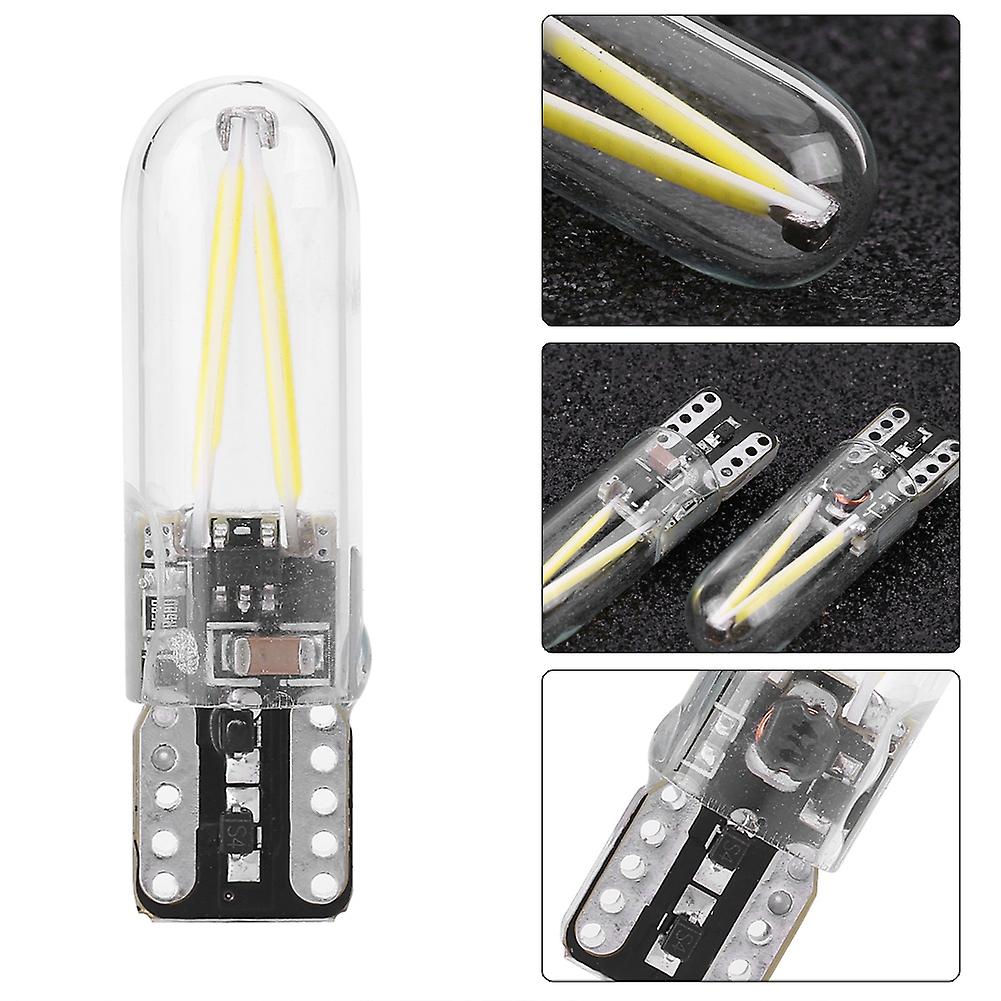 Pair Of 8-28v W5w T10 Glass Cob ment Led Car Reading Drl Turn Signal Led Bulb White Light