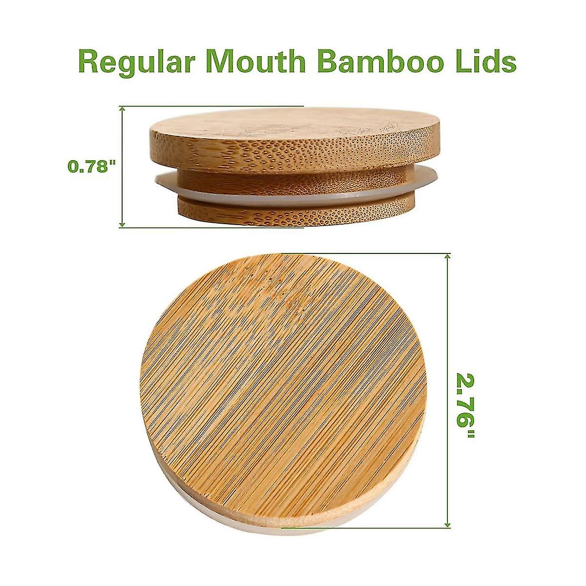 Wooden Jar Lids， 8 Pcs Bamboo Wooden Storage Lids Regular Mouth， Reusable Ball Wooden Lids For Jars