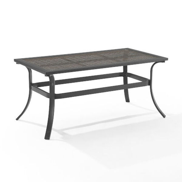 Dahlia Matte Black and Brown Metal And Wicker Coffee Table