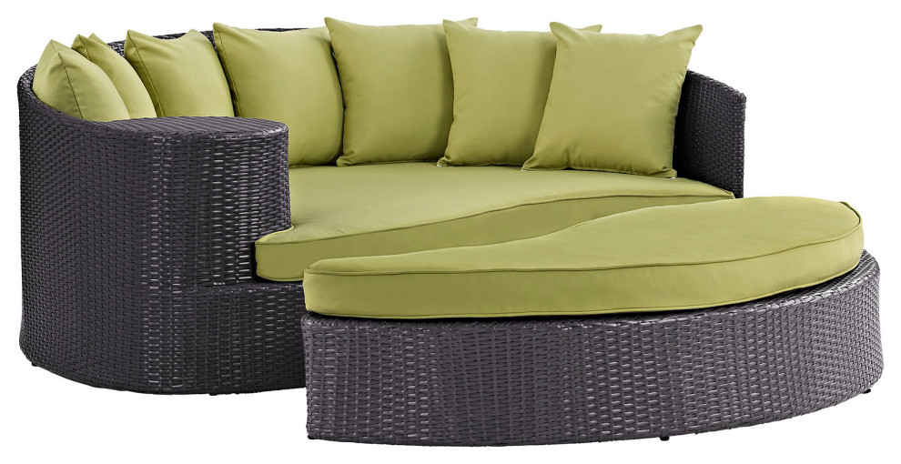 Espresso Peridot Convene Outdoor Patio Daybed   Tropical   Outdoor Chaise Lounges   by PARMA HOME  Houzz