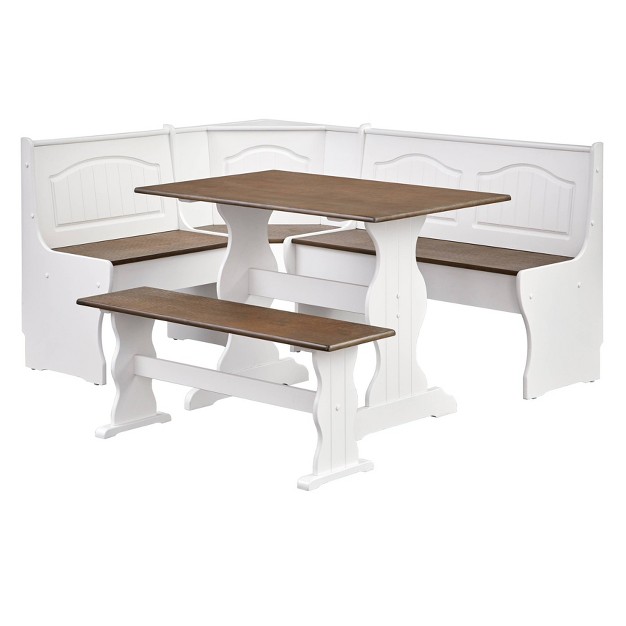 3pc Homesessentials Dining Set White dark Walnut Buylateral